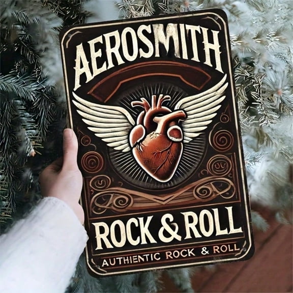 HELLOYOUNG Vintage Aerosmith Rock & Roll Metal Sign Retro Iron Tin Wall Art for Home Bar Garage Cafe Farmhouse Rustic Decorative Gift