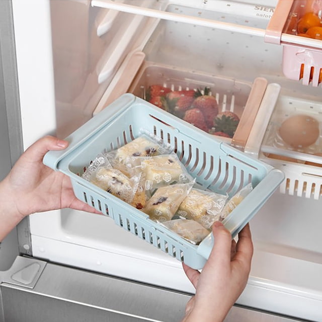 Estante Caja de almacenamiento para refrigerador de cocina Estante de cajón estirable (Azul) Wdftyju Libre de BPA