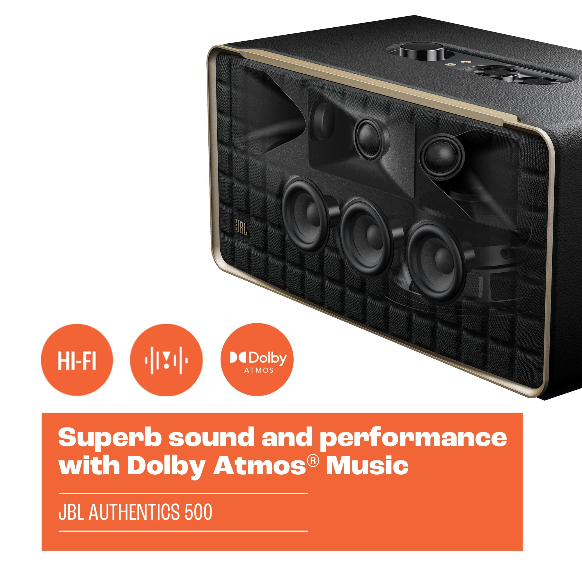 JBL Authentics 500  Hifi Smart Home Music Speaker with WiFi & BT Wireless, Voice Assistants  Black  (图2)