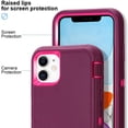 thumbnail image 3 of iPhone 11 Case, Heavy Duty Shockproof 3-Layer Full Body Protective High Impact Tough Hybrid Rubber Rugged Durable Phone Cover for iPhone 11 6.1'' - Wine Rosered, 3 of 14