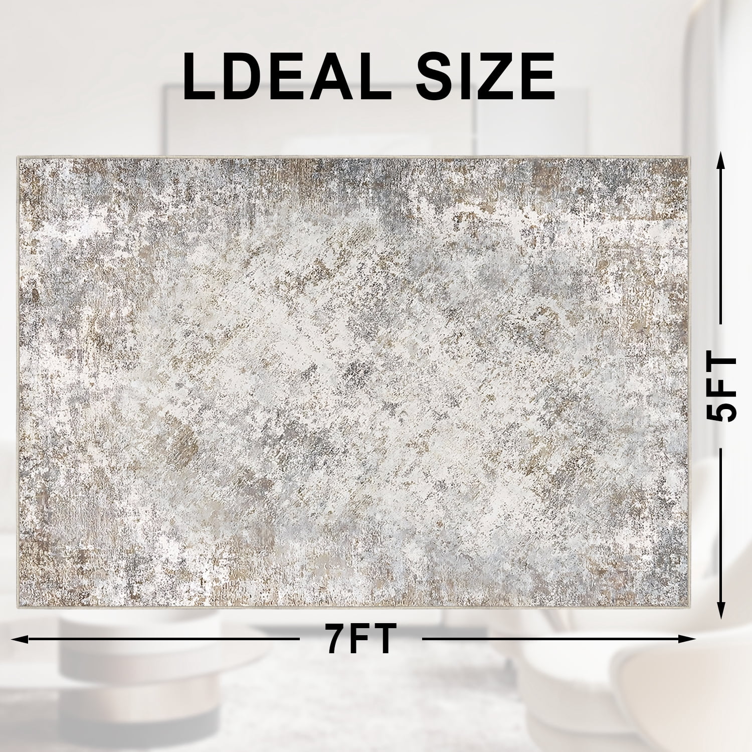 TECHVIDA Area Rug 5x7,Modern Abstract Rug,Machine Washable for Living Room Rugs, Foldable Nonslip Indoor Carpet,Bedroom Living Room-Gray