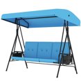 thumbnail image 1 of CoSoTower 3-Seat Outdoor Porch Swing Patio Swing with Adjustable Canopy, Side Tray, Removable Cushion for Garden, Poolside, Blue, 1 of 7