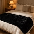 thumbnail image 3 of TOUMENY 80x120cm Thickened Velvet Blanket Double Person, Fluffy Faux Fleece Sofa Blanket Cozy Throw for Couch Bed, Soft Warm Plush Blanket for Siesta Travel Wedding Gift, Black, 3 of 6