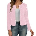 thumbnail image 6 of Women Casual Jackets Carnival Clothes For Stylish Metallic Casual Jacket For Long Sleeve Cardigan Open Front Outerwear Loose Fit Lightweight Fall Fashion Light Gray M, 6 of 9