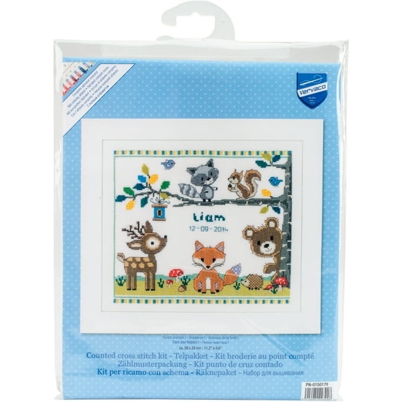 Vervaco Counted Cross Stitch Kit 11.25"X9.5"-Forest Animals Record On Aida (14 Count) V0150179