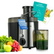 FOHERE Juicer Machines 600W, Centrifugal Juicer with Wide Mouth 3? Feed Chute, 3-Speed Setting, Juice Recipe Included