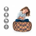thumbnail image 2 of Tartan Storage Toy Bag Chair, British Traditional Design Classic Country Style Checkered Pattern, Stuffed Animal Organizer Washable Bag, Small Size, Charcoal Grey Marigold, by Ambesonne, 2 of 3