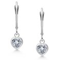 thumbnail image 2 of Gem Stone King 925 Sterling Silver White Zirconia Drop Dangle Leverback Earrings for Women (1.48 Cttw, Gemstone, Heart Shape 6MM), 2 of 4