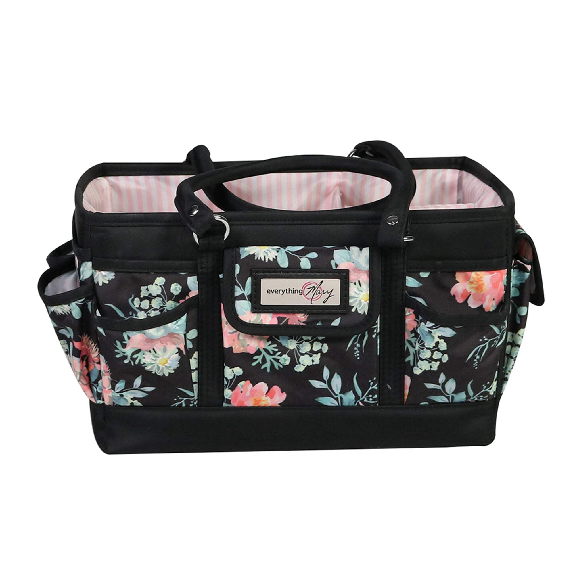 Deluxe Store  Tote Craft Organizer, Black  Floral