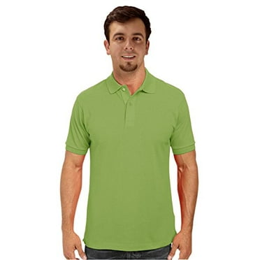 Peach Couture Mens Short Sleeve Classic Pique Polo Shirt Green X-Large