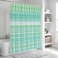 thumbnail image 5 of Teal Green Boho Shower Curtain Set - Extra Long 72" x 96" Washable Bathtub Curtain with 12 Hooks, Vintage Ethnic Tribe Abstract Art Waterproof Fabric Stall Shower Curtains for Bathroom/Bathtub Décor, 5 of 6