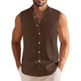 thumbnail image 2 of Men's Summer Hawaiian Solid Color Sleeveless Button-Down Shirt XL, 2 of 4