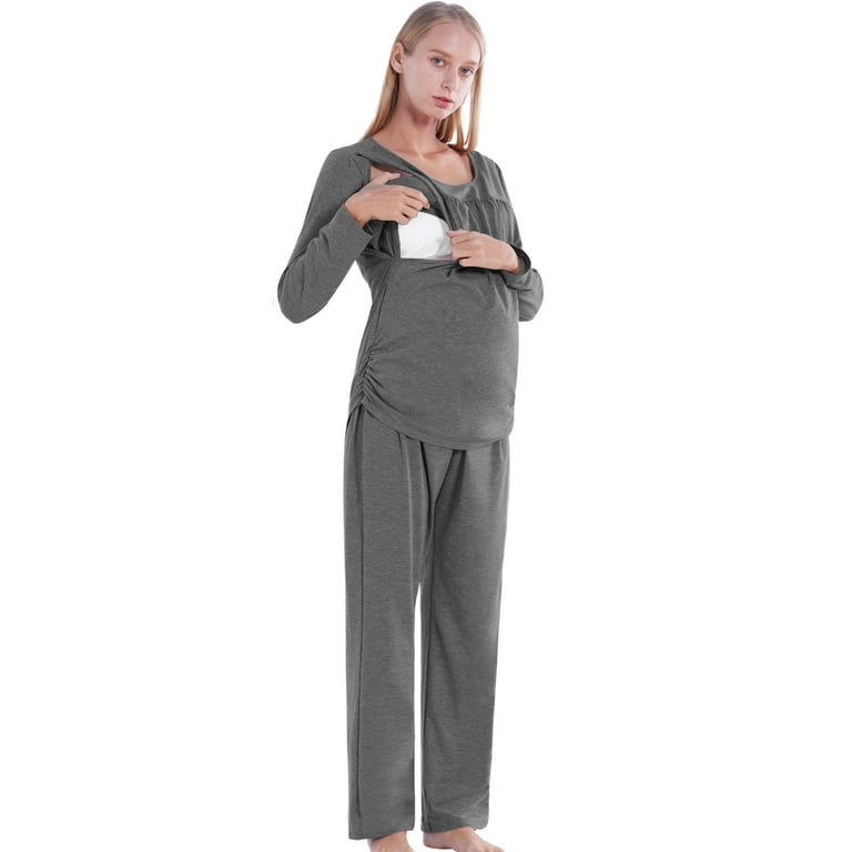 Miyanuby Maternity Nursing Pajama Sets Long Sleeve Breastfeeding
