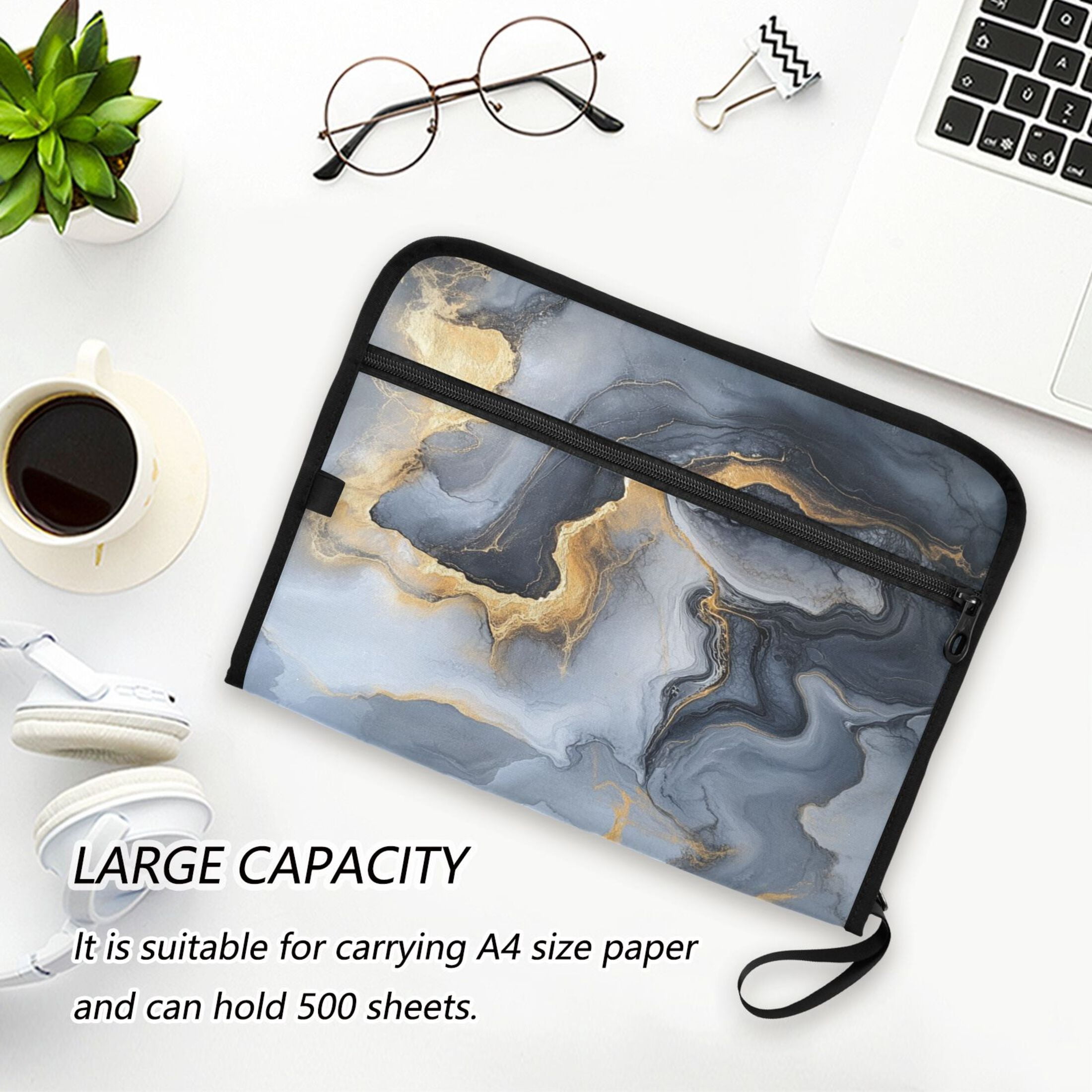 WOBOGO Gilt Gray Patterns Expanding File Folder Letter Size Accordion Filing Organizer 13 Pocket Separate Organ Pocket
