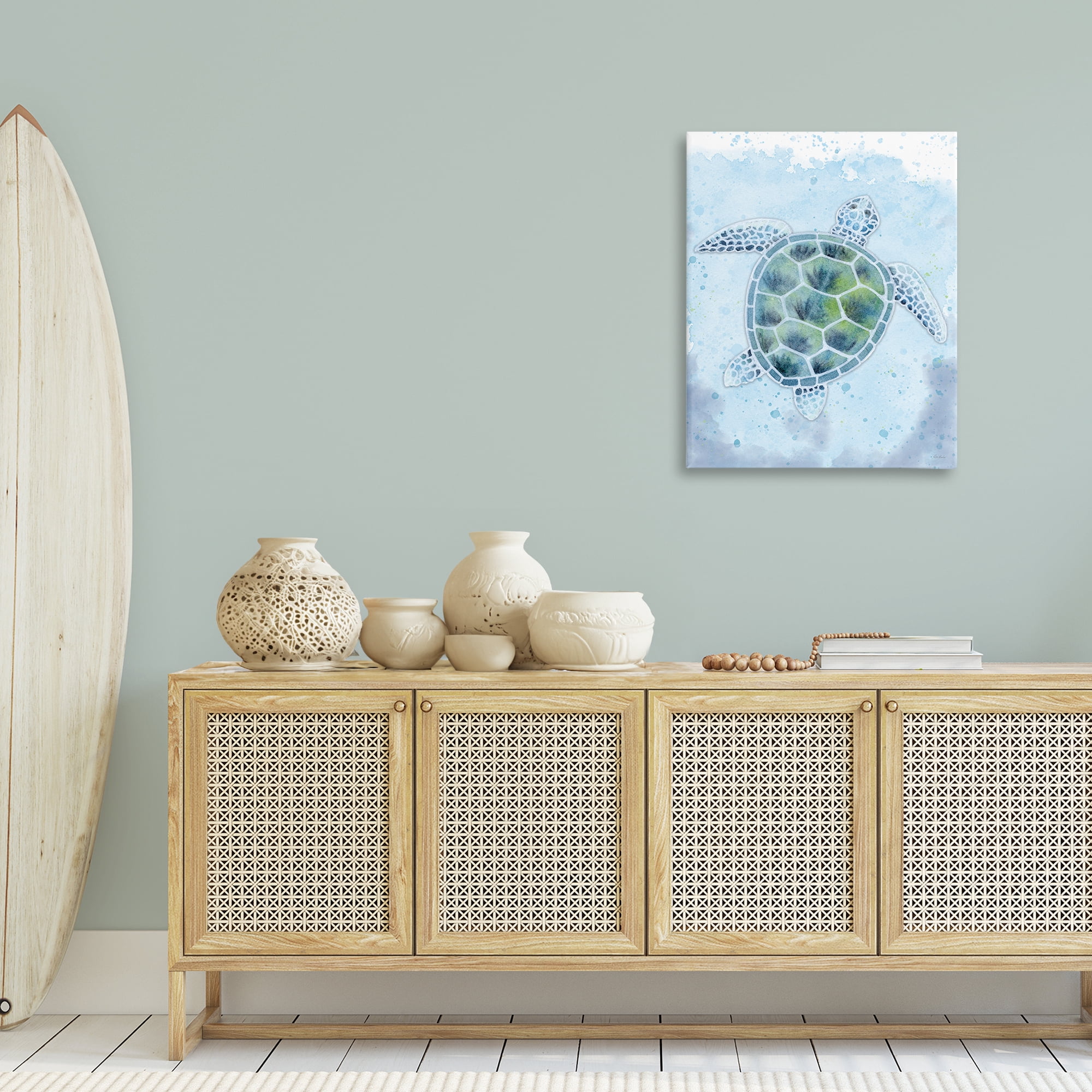 Stupell Industries Stained Glass Turtle Nautical & Beach Painting Wrapped Canvas Art Print Wall Art, 24 x 30