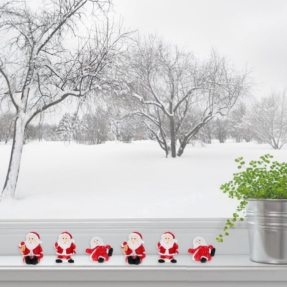 CRILSTYLEO 12-Piece Mini Santa Claus Figurines Set Red Resin Holiday Decorations for Living Room and Seasonal Display