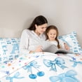 thumbnail image 4 of Castle Fairy Blue Cherry Bow Letter A Twin Comforter Sets 3-Piece for Girls,Fruit Bow Knot Bedding Set, 4 of 6