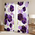 thumbnail image 2 of Manfei Geometric Hexagon Black Out Curtains,Abstract Honeycomb Pattern Curtains Pack of 2 (42x63 Each),Purple White Gold Bedroom Curtains For Kids,Super Cozy Room Decor, 2 of 6