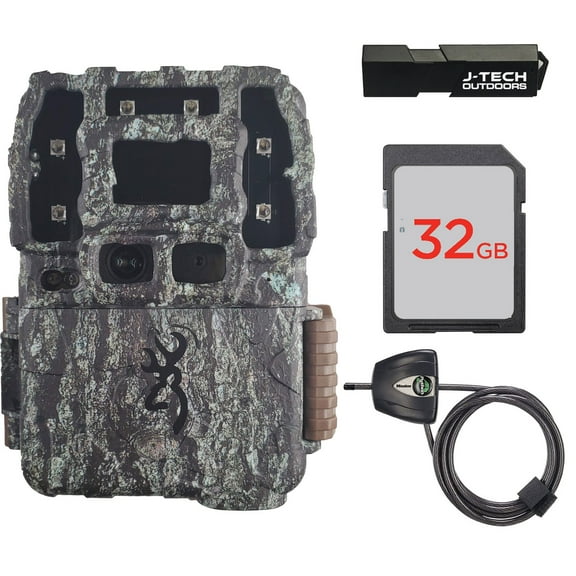 Browning Strike Force Pro DCL Nano Trail Game Camera Bundle Includes 32GB Memory Card and J-TECH Card Reader and Python Cable Lock (26MP) | BTC5DCLN
