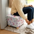 thumbnail image 5 of SCRAWLGOD Butterfly Print Blue Pink Ottoman Slipcover, Foldable Square Slipcover with Elastic Bottom Thick Footstool Protection Universal Fit for Most Footstool Sofa, 5 of 7