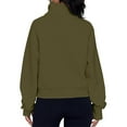 thumbnail image 4 of Yyeselk Half Zip Sweatshirts for Women Casual Fleece Long Sleeve Loose Quarter Zip Up Comfy Solid Color Cropped Pullover Sweatshirt with Thumb Hole Green XXXXL, 4 of 5
