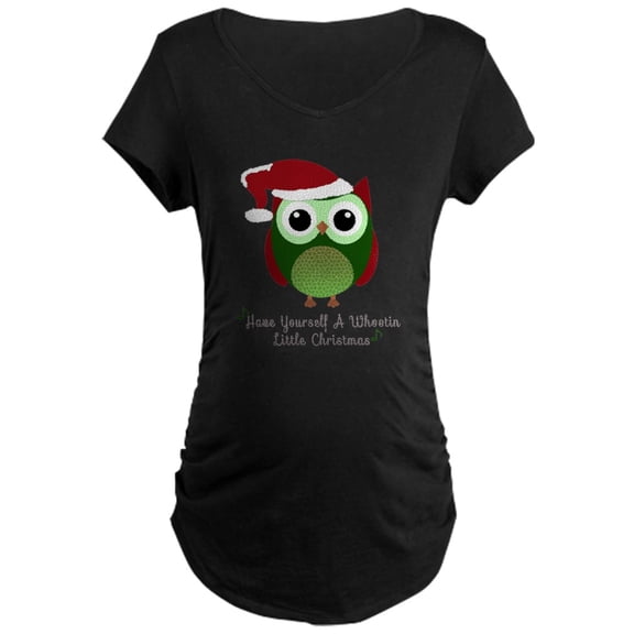 CafePress - Christmas Owl Maternity T Shirt - Maternity Dark T-Shirt