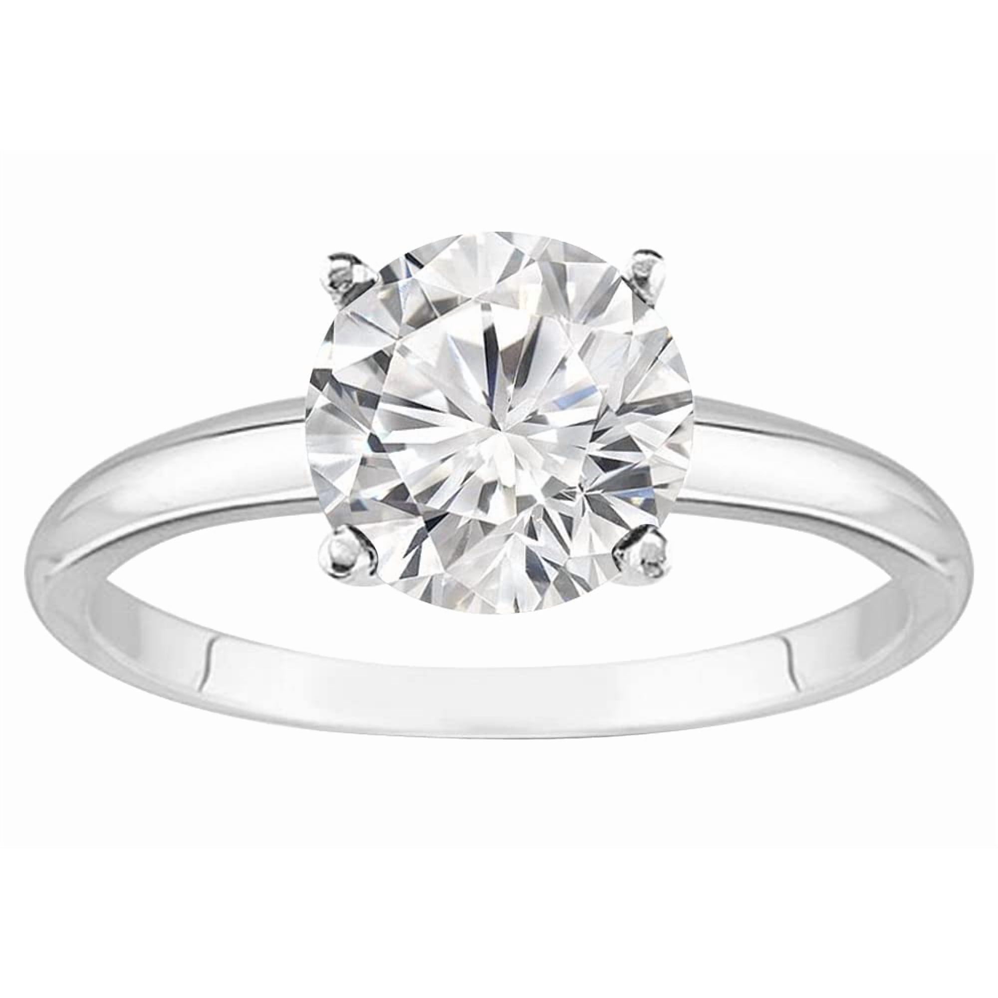 HDD Platinum 3 Carat Lab Grown 4 Prong Solitaire Round Cut IGI CERTIFIED Diamond Engagement Ring (H-I Color VS1-VS2 Clarity)