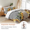 thumbnail image 7 of Pastoral Sunflower Bedding Duvet Cover Set Queen Size 4 Pieces Country Floral Plants Black Buffalo Plaid Bedding Set with Zipper Closure, 1 Comforter Cover 90x92 Inches 1 Flat Sheet & 2 Pillow Cases, 7 of 7