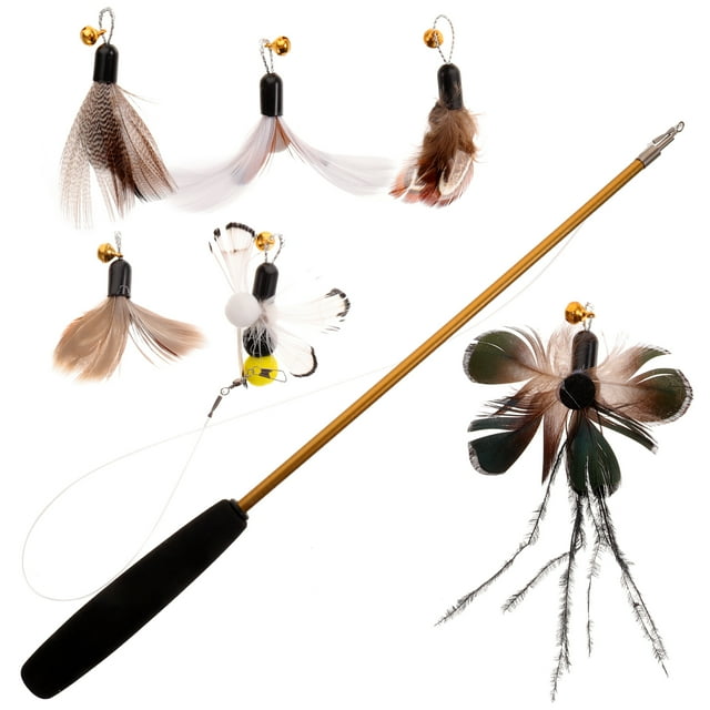 1 Ensemble de Jouets Baguette pour Chat Recharges d'Insectes Simulés Accessoires Baguette Interactive pour Chat