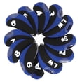 thumbnail image 1 of 12 Uds fundas de cabeza para Club de Golf cubierta de número de poste de hierro de Golf cubierta protectora para cabeza negro azul real, 1 of 12