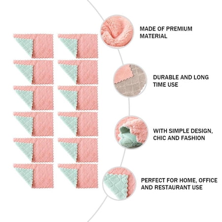 PAMINGONO Multi-Color 12Pcs Fiber Dish Towels for Home and Office Use