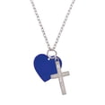 thumbnail image 2 of Delight Jewelry Acrylic 1" Navy Blue Heart I Have Plans for You Engraved Cross Zoey Necklace, 28", 2 of 4