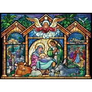 Vermont Christmas Company Stained Glass Nativity Jigsaw Puzzle Advent Calendar, 1000 Pieces