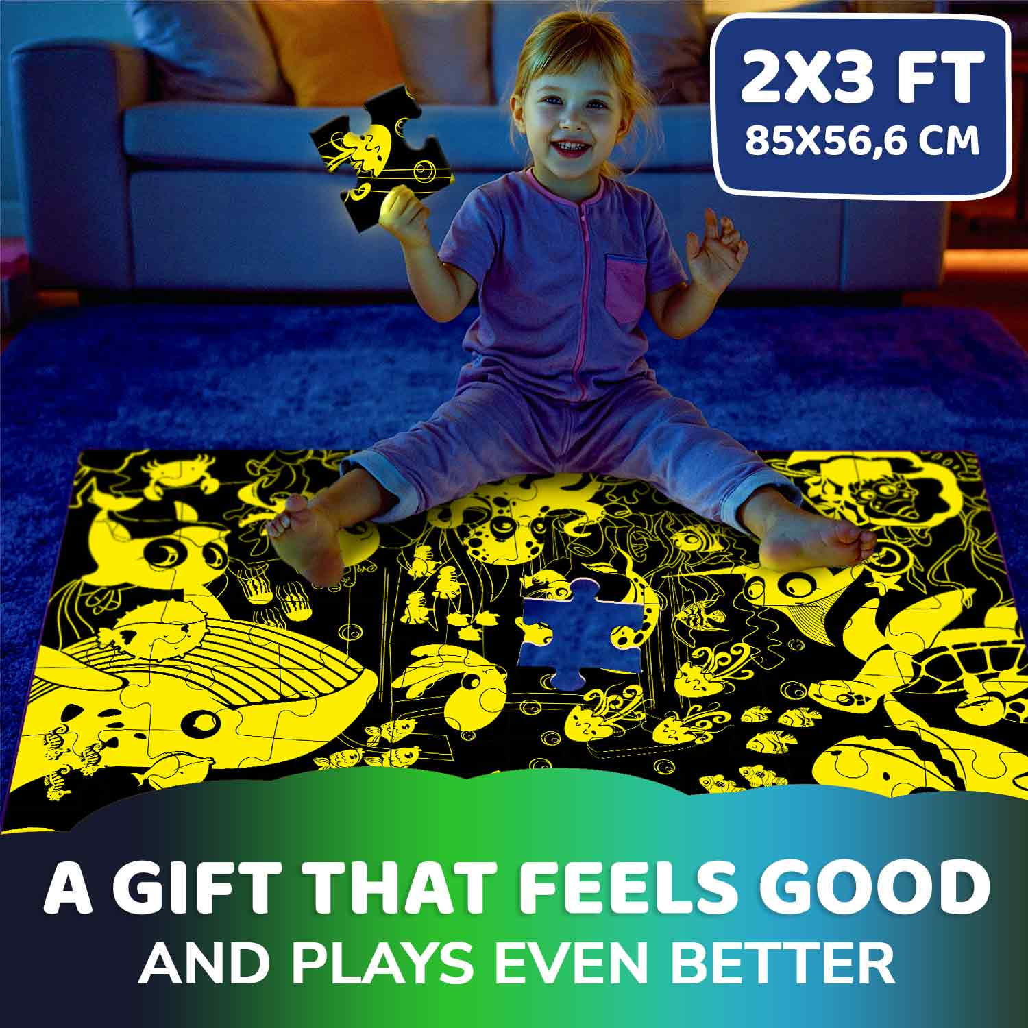 Quokka Floor Puzzle for Kids Ages 4-8 – Glow in the Dark Learning Toys  – Puzzles for Toddlers with Magical Unicorn Scene