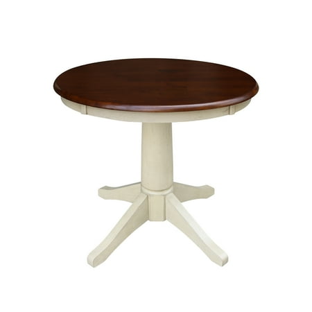 30 Round Pedestal Dining Table Almond Espresso