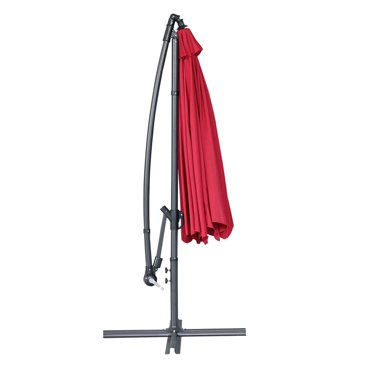 Lowestbest Patio Umbrella Offset Hanging Umbrella Outdoor Market Umbrella, Red