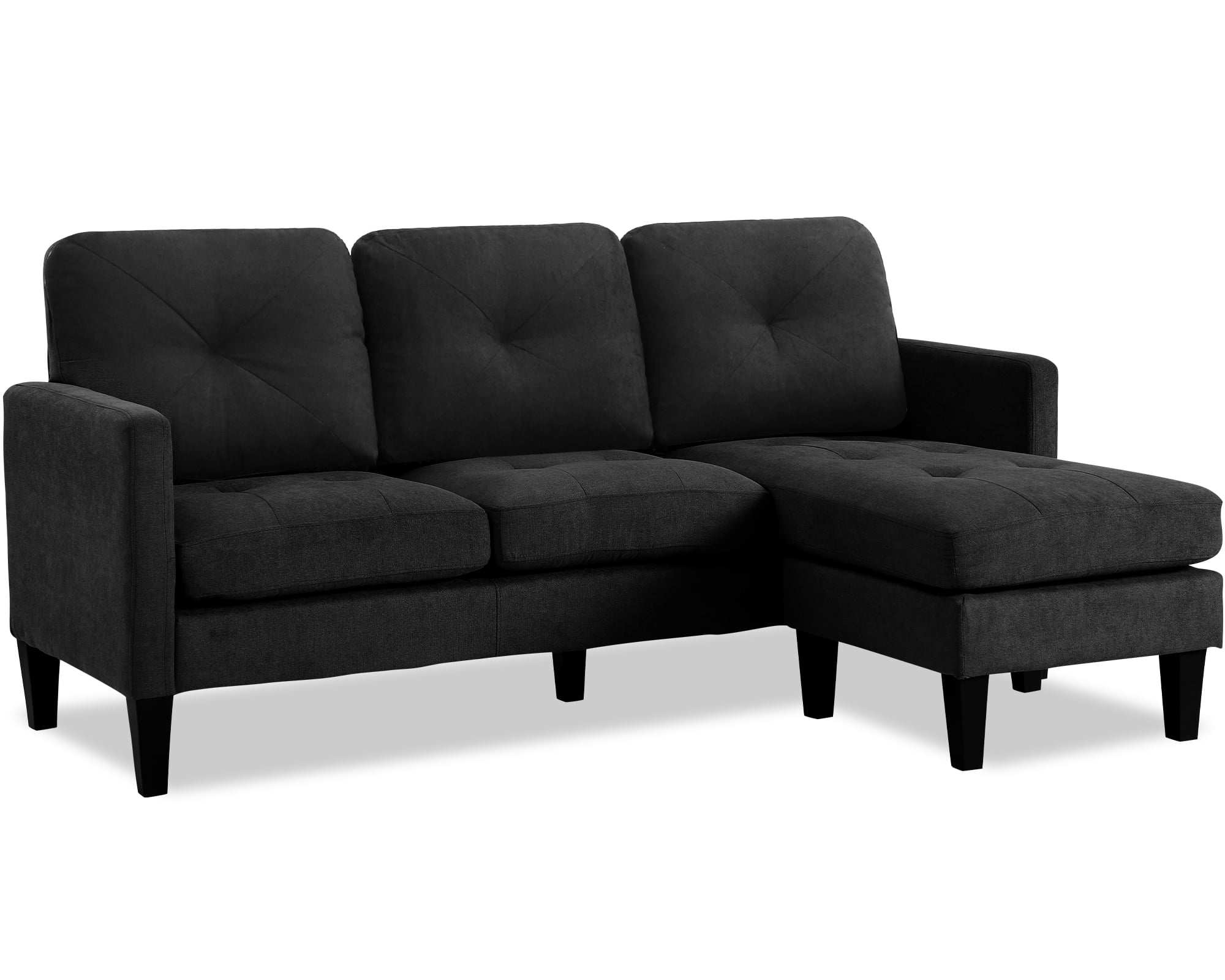 Haverchair Modern Sectional Sofa Couch with Reversible Chaise L-Shaped Couch for Living Room,BLACK