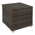 thumbnail image 3 of Hassch 67 Gallon Rattan Deck Box, Outdoor Storage Bin with Metal Frame, 28 inch Square Side Table for Garden Tools, Pool Supplies, Brown, 3 of 10