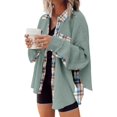 thumbnail image 1 of Womens Waffle Knit Plaid Shacket Boyfriend Button Down Shirt Jacket Loose Long Sleeve Tops, 1 of 4