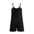 thumbnail image 4 of Henpk Jumpsuits For Women Dressy Plus Size Clearance Summer Womens Jumpsuits And Rompers Women'S Summer Casual Breathable Comfort Sports Solid Color Suspender Romper Jumpsuit Romper Shorts Black XL, 4 of 8