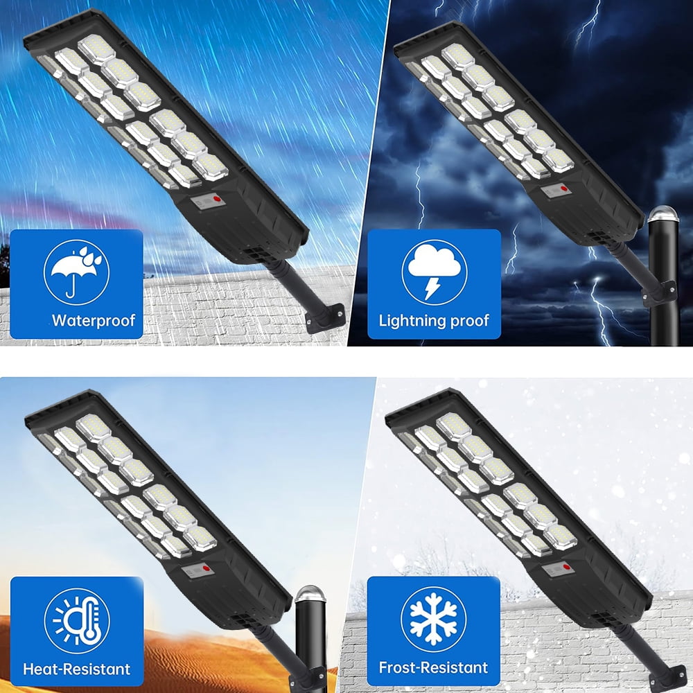 Solar Street Lights Metal Pole, 28000LM  Super Bright Solar Street Lights Outdoor, Motion Sensor Outdoor Street Lights, Waterproof Solar Flood Lights for Garden Area Lighting Yard, Dusk to Dawn
