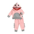 thumbnail image 2 of Kiapeise 2Pcs Autumn Baby Girls Outfit, Toddlers Creative Color Matching Cartoon Dinosaur Shape Long Sleeve Hooded Hoodie + Long Pants, 2 of 6