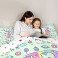 thumbnail image 4 of Manfei Unicorn Initial B Full Size Comforter Sets,Cartoon Animal Theme Bedding Comforter Set,Light Green Multicolor,Polkadot Reversible,3 Pieces,1 Comforter and 2 Pillowcases, 4 of 8