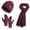 Wine, variant on Xfvqtps Womens 3 Piece Sets Hat Scarf and Mittens Knitted Fleece Lining Tassels Solid Color Windproof Coldproof Warm Fall Winter Beanie Scarf and Glove 3PCS Outfits Set Purple