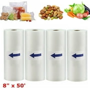 4 Pack 8" x 50' Rolls Vacuum Sealer Bags, Kitchen Food Saver Storage Bags, Embossed, BPA Free,Commercial Grade for Meal Prep or Sous Vide