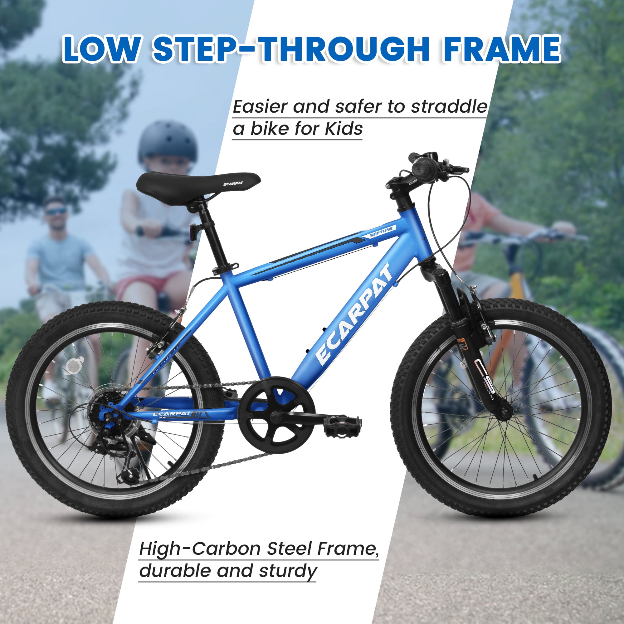 20" Mountain Bike with Shimano 7-Speed Gears, Front Suspension,Blue