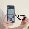 thumbnail image 3 of For Samsung Galaxy Z Flip4/Flip3 5G Phone Case，Shockproof Luxury Grid Bear Case Cover,PC Slim Stand Cover With Bracelet, 3 of 5
