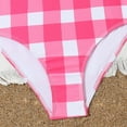 thumbnail image 6 of Girls One Piece Swimsuit Cute Plaid Bathing Suit Ruffles Strap Backless Swim Suit For Girls Bikini Swimwear Pink 14-15T, 6 of 6