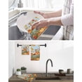 thumbnail image 5 of Orange Fall Pumpkins Kitchen Dish Towels for Drying Dishes Set of 2, Thanksgiving Botanical Blue Waffle Weave Microfiber Hand Tea Bathroom Towels Quick Dry & Absorbent Towel 12x12, 5 of 7