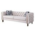 thumbnail image 2 of 84.25" 2-Seat Sofa, Modern Fabric Upholstered Loveseat Couch with Button Tufted Backrest and Armrest, Standard Sofa with Metal Legs and Thicken Seat Cushion for Living Room Office, Beige, 2 of 6